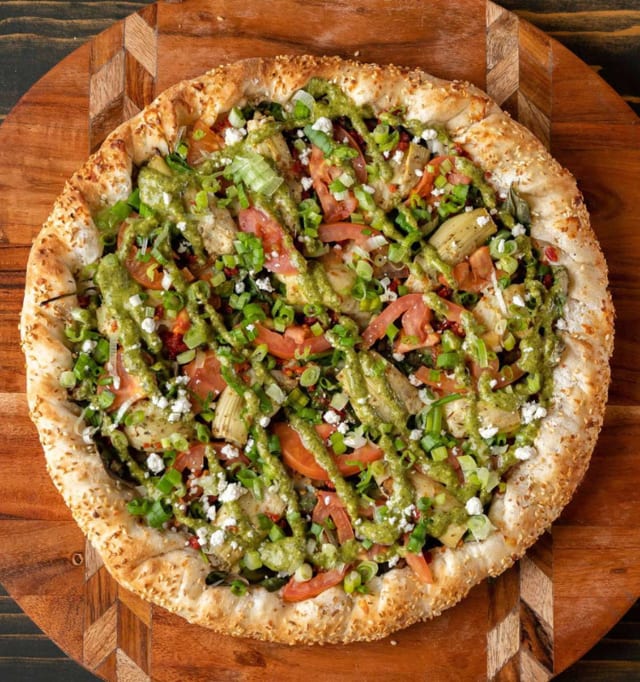 Veggie Pesto Pizza.